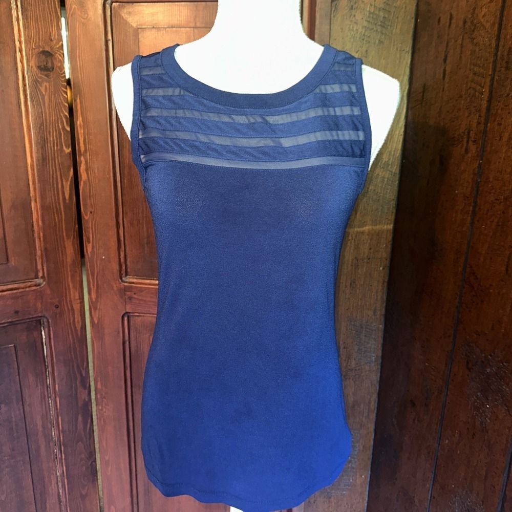 Womens Banana Republic Sleeveless Tank Top - Casual‎ - Sheer Top Sz XS Navy Blue